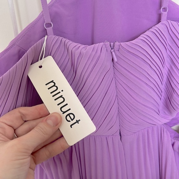 NWT Minuet Lilac Delia Halter Pleated Chiffon Maxi Dress - Picture 6 of 7